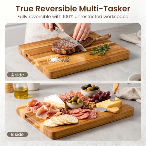 24x18 Reversible Teak Butcher Block Cutting Board - Large Prep Surface - Variation of THIS listing