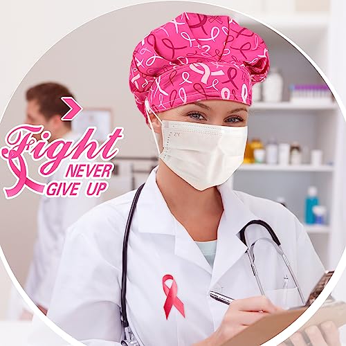 Jadive 6 Pcs Scrub Bouffant Caps with Buttons for Women & Men - Pink, Black, White