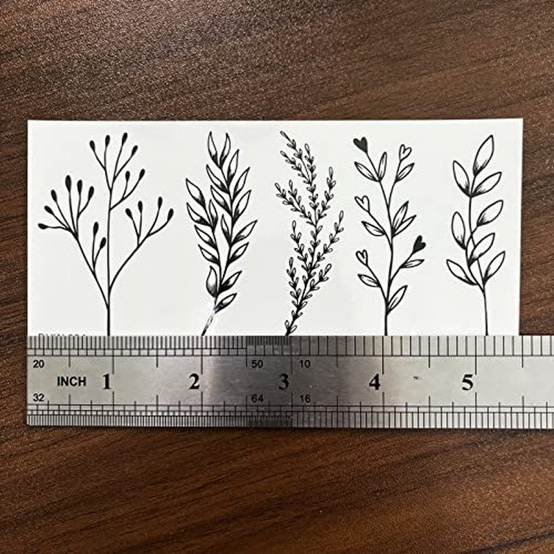 18 Sheets Realistic Temporary Tattoo, Tiny Branch Black Flower Temporary Tattoos for Women Girls Kids, Bouquet Small Tattoo Temporary Sticker Wild Plant Floral Fake Tattoos