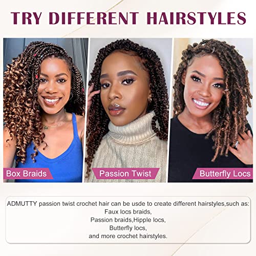 Pre-Looped Passion Twist Crochet Hair 10 Inch - T1B/30, 8 Packs