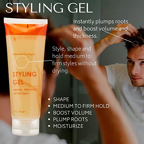 Natural Organic Styling Gel - Light to Medium Hold Hair Gel for All Hair Types