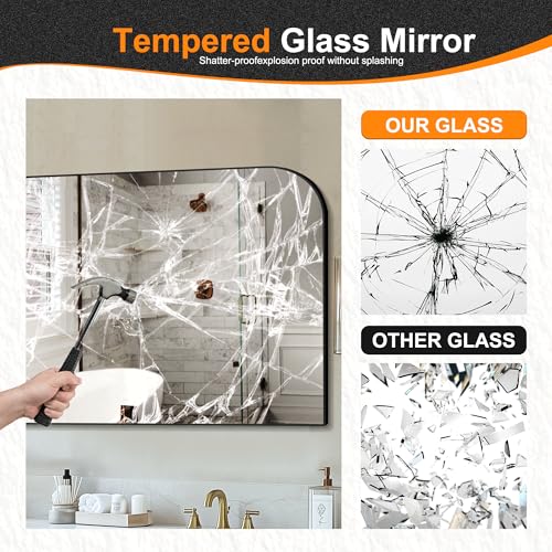 Delma 30x55 Black Metal Framed Bathroom Mirror Over Sink - Modern Style