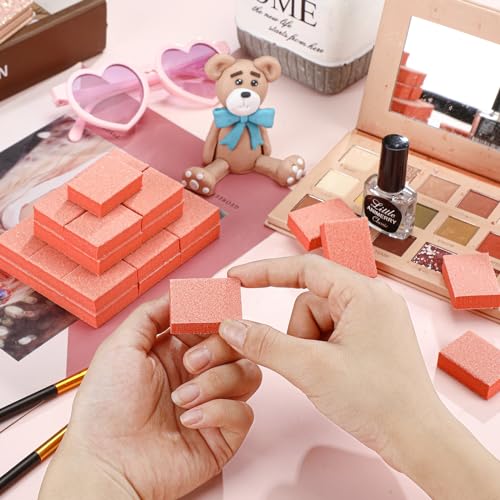 600 Pcs Mini Nail Buffer Blocks - Dual-Sided 80/100 Grit Orange for Nail Care