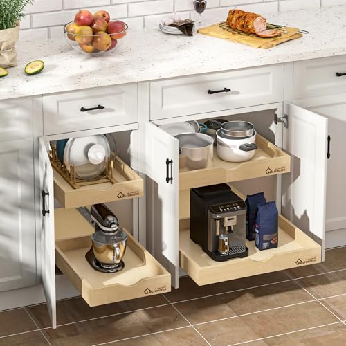 20 Inch Solid Wood Pull Out Cabinet Drawer with Heavy Duty Soft Close Slides - Natural Birch