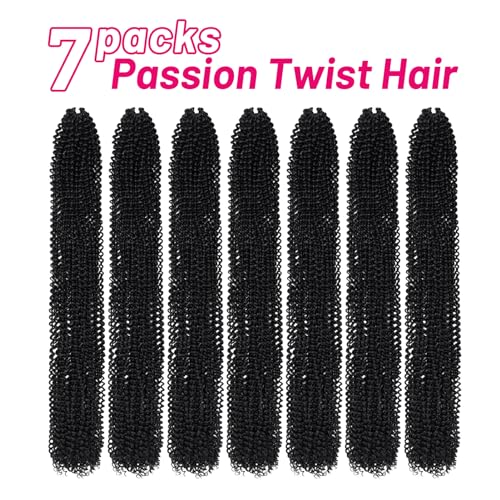 Dorsanee Passion Twist Hair 30 In - Water Wave Crochet 7 Packs #1B, Pack of 7, 16 Strands/Pack