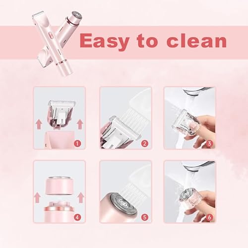 Bikini Trimmer for Women, Waterproof Electric Shaver ? Painless Pubic Hair Remover with Ceramic Blades, USB-C Rechargeable (Pink)