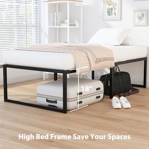 Narrow Twin Bed Frame 18 Inch Heavy Duty Metal Platform No Box Spring Black - Variation of THIS listing