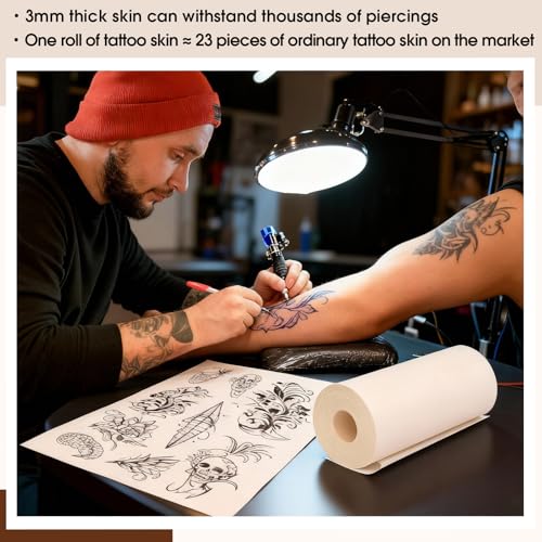Complexion 148x6.3 Inch Roll-Up Tattoo Practice Skin with Scissors - Double-Sided Silicone