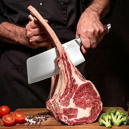 imarku 7.5-Inch Japanese High Carbon Steel Cleaver Knife with Silver Walnut Handle