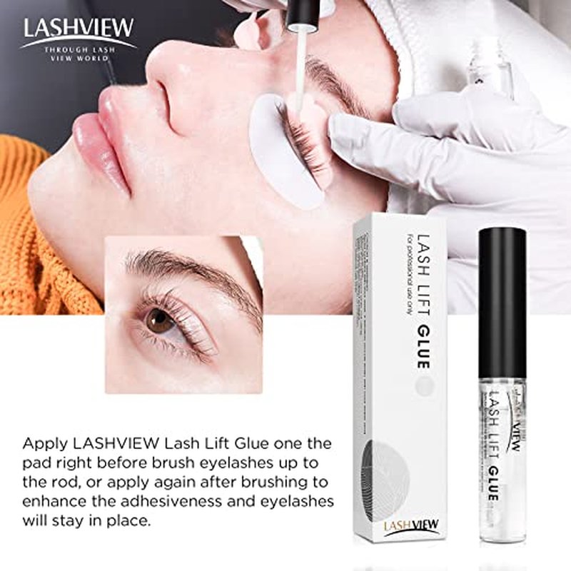 LASHVIEW Lash Lift Glue 2pcs, Eyelash Perm Adhesive, No Irritation and Odorless, 5ML*2