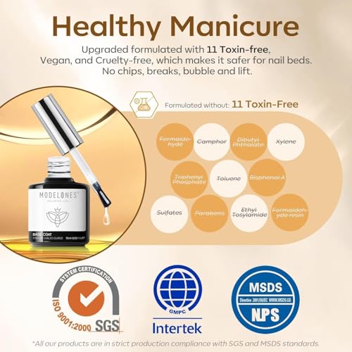 modelones No Wipe Gel Top Coat 2 * 100ml, No Wipe Top Coat Refill, High Gloss Long Lasting Finish for Home Nail Salon