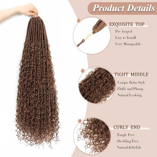 WSTAR 30 Inch Boho Faux Locs Crochet Hair with Curly Ends - 9 Packs of Goddess Locs, Black Women Protective Style Variation of THIS listing