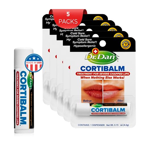 Hydrocortisone Lip Balm 5 Pack for Dry Cracked Lips - Soothing Lip Treatment with Variation of 1 Count (Pack of 5)