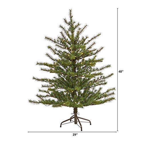 4ft Pre-Lit Artificial Christmas Tree with 100 Clear Lights - Realistic Faux Pine