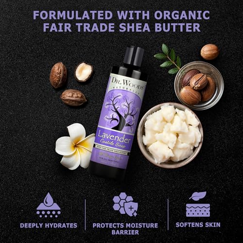 Lavender Liquid Castile Soap - 16 Fl Oz, Pack of 2 - Gentle, Organic & Moisturizing