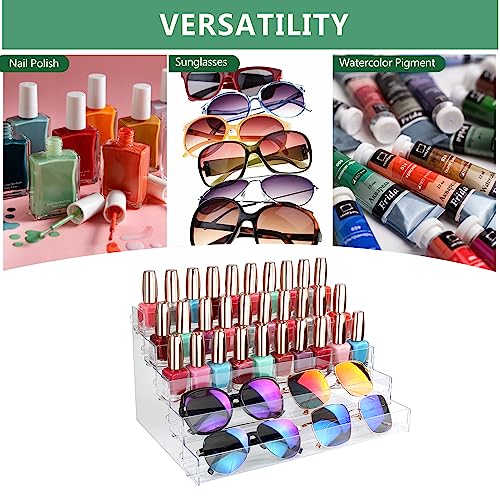 Sunglass Organizer Easy Snap-on Assembly, Acrylic Sticker Display Stand for Vendors, Nail Polish Holder Nail Desk Essential Oil Lipstick Storage,Clear Sunglasses Perfume Organizer (5 Layers)