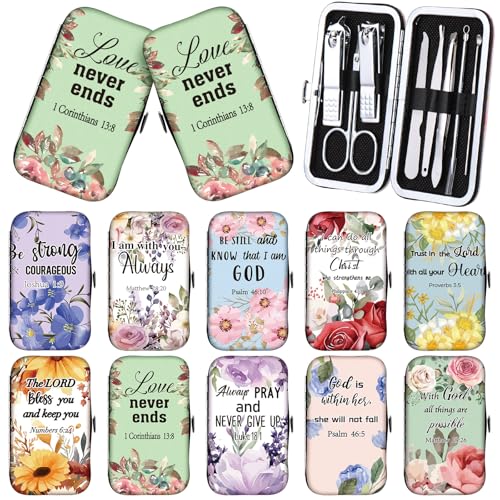 Colorful Christian Gift Sets for Women - Floral Bible Nail Care Kit - 10 Pieces