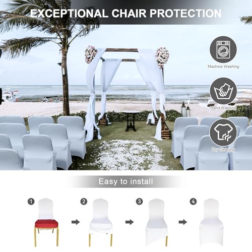 Trlyc White Spandex Chair Covers 50 Pcs - Wedding & Party Banquet Set (White-a)