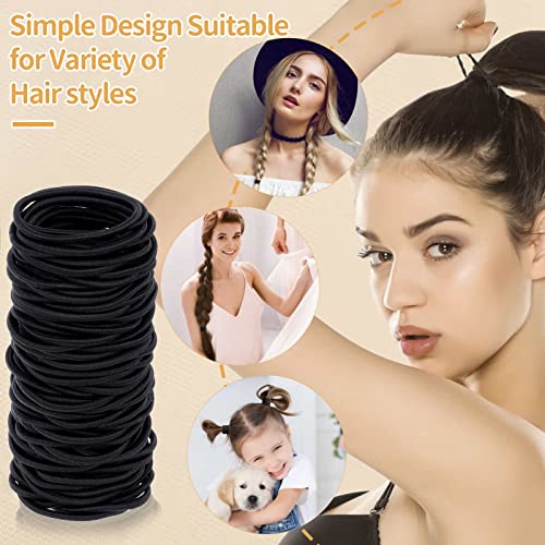 150 Pack Black Hair Ties for Thick Curly Hair Bulk Ponytail Holders - Variation of THIS Listing