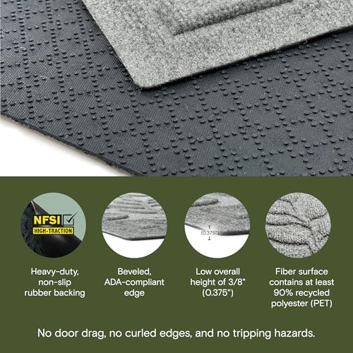 WaterHog Brittney Leaf Front Door Mat Runner 22"x60" Grey - All-Weather Indoor/Outdoor