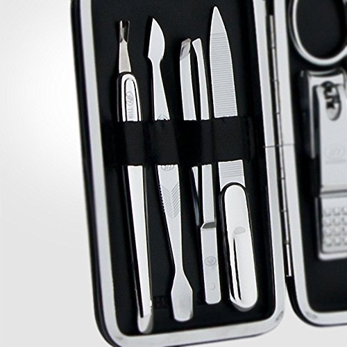 Travel Manicure Grooming Kit with Nail Clippers and Tools - 8 Pieces, Made in Korea