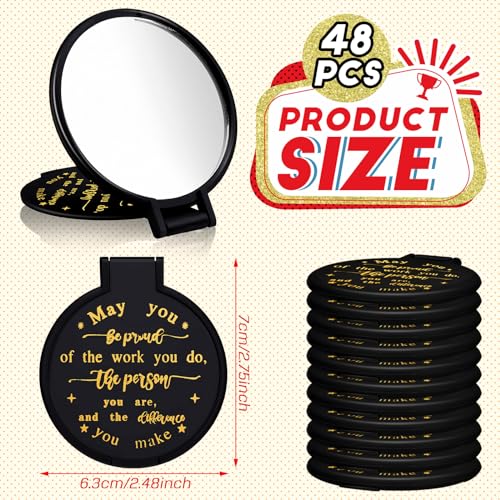Weysat 48 Pcs Inspirational Small Compact Mirrors Bulk Gifts, Be Proud Gifts for Women Office Employee Coworker Staff, Bulk Pocket Makeup Hand Mirrors for Purse for Galentines Valentines Party Favors