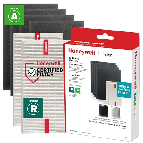 Honeywell HEPA Air Purifier Filter Pack for HPA200 & HPA5200 – 3.9 x 10.6 x 14.8 Inches, Full-Year Supply