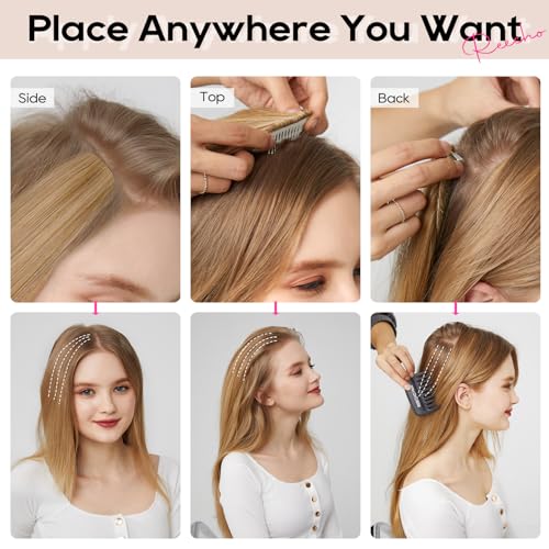 Clip in Hair Volumizer 4PCS 12 Inch Dark Brown Highlights Beach Wave Extensions