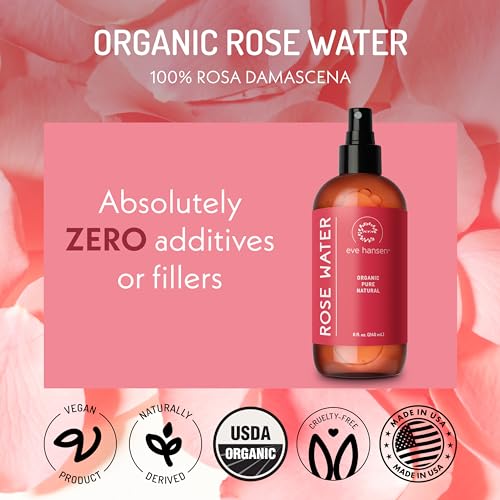 8 oz Organic Rose Water Facial Toner & Makeup Setting Spray - Soothing Hydrating Mist