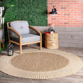 nuLOOM Asha 7' Round Indoor/Outdoor Area Rug - Light Brown Border