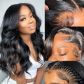 Optenpg 22 Inch Body Wave Lace Front Wigs Human Hair HD Lace Natural Color Pre Plucked with Baby Hair