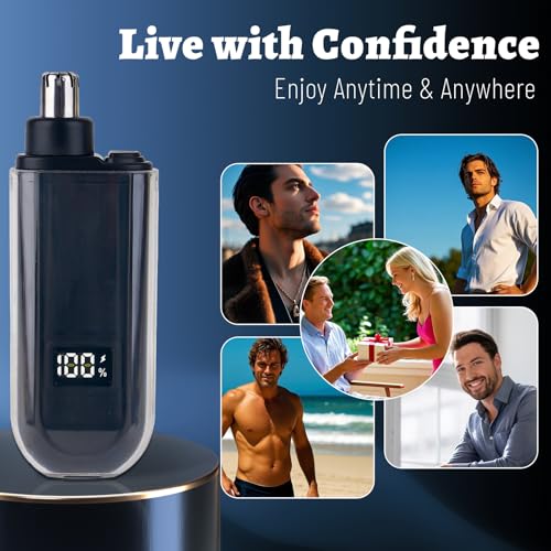 Nose and Ear Hair Trimmer for Men, 2025 Nose Hair Trimmer Clipper with LED Display for Women, Professional IPX7 Waterproof Dual Edge Blades Nasal Trimmer Clippers for Travel