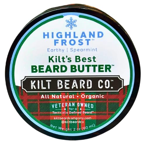 Highlands Frost Beard Butter for Men- Best beard Moisturizer & Conditioner- All-Natural Shea & Mango Butter- Softens & Hydrates Dry, Coarse Beards- Earthy, Spearmint, & Cypress Scent.