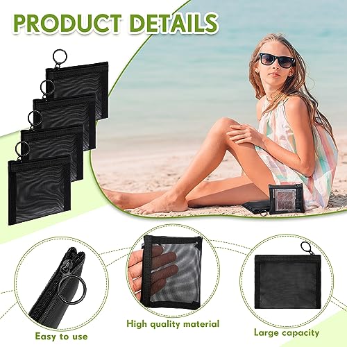 Mini Nylon Mesh Coin Pouches Bulk Pack - Black, 60 Pieces