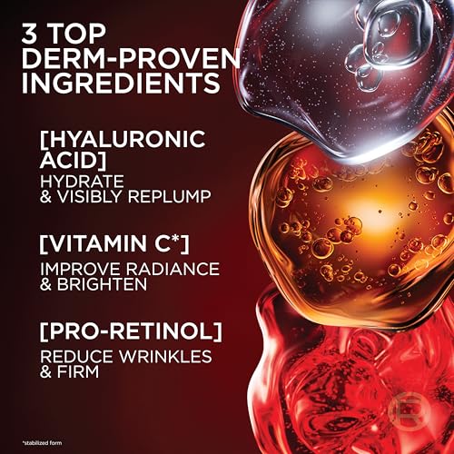 L'Oreal Paris Revitalift Anti-Aging Face Moisturizer with Retinol, Hyaluronic Acid & Vitamin C, 1.7 Oz