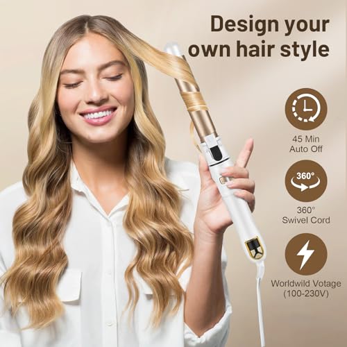 Green Breath Auto Rotating Curling Iron 1-Inch Ceramic, White - Dual Voltage