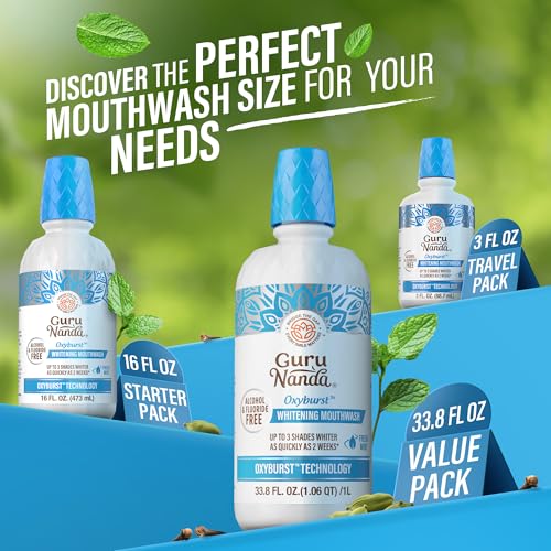 Whitening Mouthwash 33.8 Fl Oz Pack of 2 – Alcohol & Fluoride Free, 3 Shades Whiter Teeth