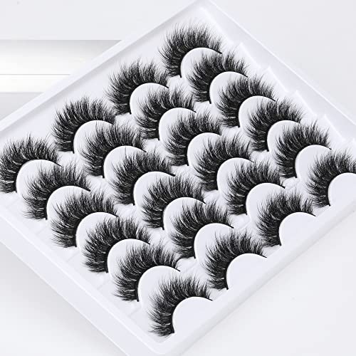 Newcally Eyelashes False Lashes Thick 18MM Long Faux Mink Eye Lashes Pack Dramatic Thick Volume Fake Eyelashes 12 Pairs Soft Reusable Lashes Multipack