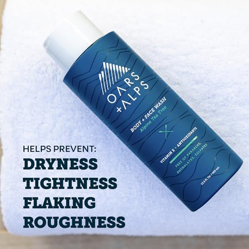 Oars + Alps Men's Body & Face Wash - Alpine Tea Tree Scent, 13.5 Fl Oz, 2 Pack