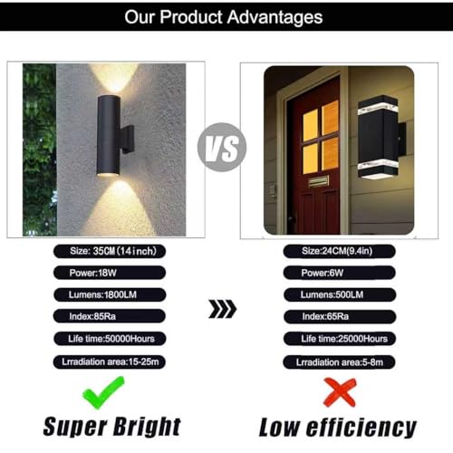 4-Pack 14-Inch Waterproof Outdoor Wall Light Fixtures - Modern Matte Black Porch Lights with Cylindrical Aluminum Body