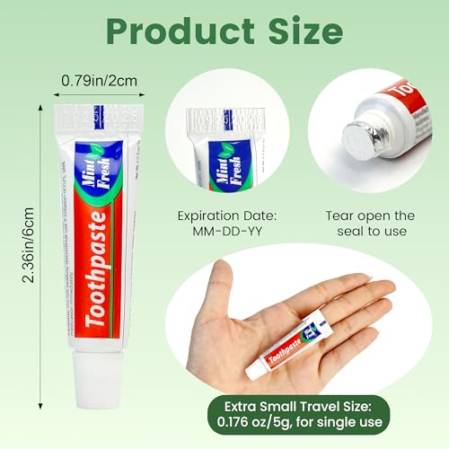 200 Mini Travel Toothpaste Tubes - Mint Flavor, 0.176oz, Bulk Pack - Variation of THIS listing