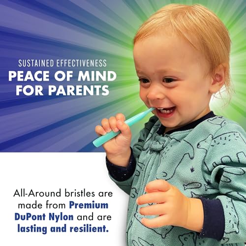 Brilliant Baby Toothbrush 3-Pack for Ages 4 Months to 2 Years, Blue - Soft Micro Bristles & Round Head