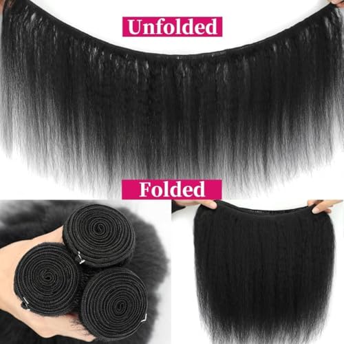Kinky Straight Human Hair Bundles 10 Inch Brazilian Virgin Hair Natural Black
