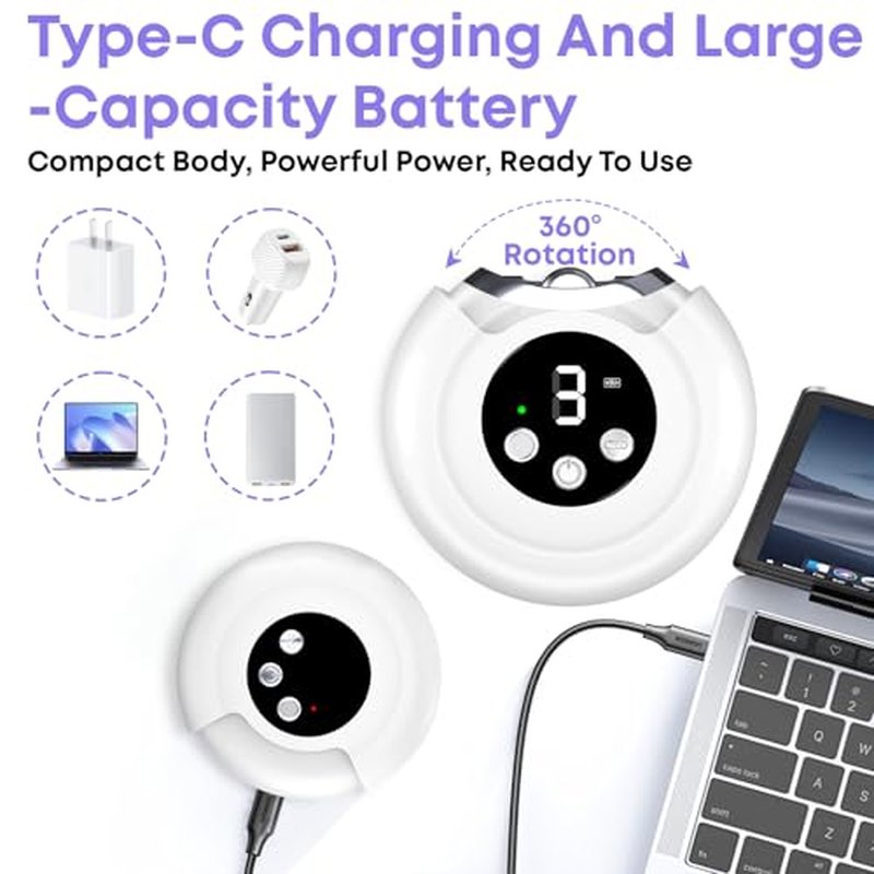3-in-1 Electric Nail Clipper for Adults & Seniors, 3 Speeds Automatic Nail Clipper & Trimmer with LED Light 360¡Æ Rotating Fingernail Clipper with Polisher Rechargeable Electric Nail File