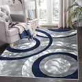Navy Modern Area Rug 5x7 Circles Geometric Fluffy Hand Carved Floor Carpet