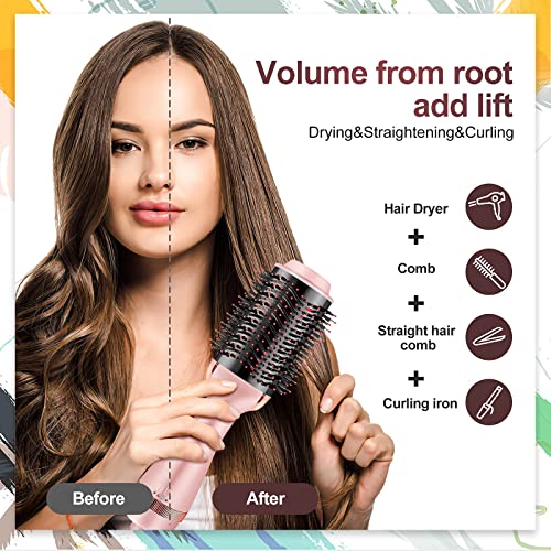 4-in-1 Hot Air Brush with Negative Ion for Hair Drying, Straightening & Curling