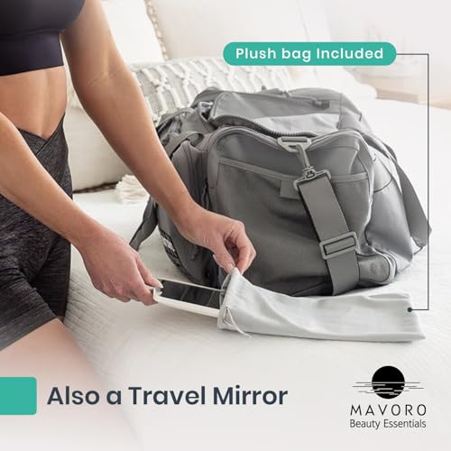 Mavoro 7x9 LED Wall & Table Makeup Mirror with Lights - Rechargeable, Glass, 3M Mount, Portable