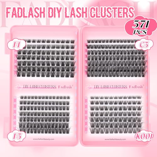 Lash Clusters DIY 4 Styles Cluster Eyelash Extensions with Thin Band Wispy Lashes Clusters D Curl Eyelash Clusters 8-16mm by FADLASH(F1+F3+C3+K001, 8-16mm)