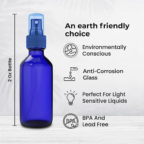 Glass Spray Bottles for Essential Oils & Perfumes, Refillable 2oz Set of 12