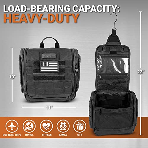 Chef Sac Tactical Travel Toiletry Bag with 12 Compartments, Hanging Organizer, MOLLE Webbing, Heavy Duty Zippers